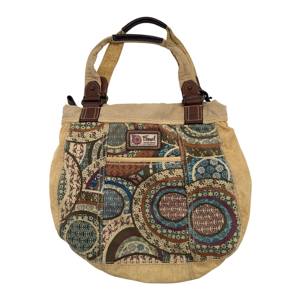 Fossil Modern Vintage Shoulder Bag Womens Medium Multicolor Patchwork Canvas‎